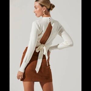 Astr The Label Tie-Back Mock Neck Sweater cream